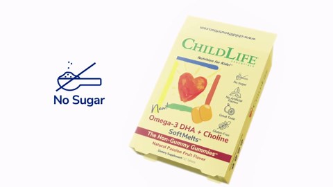CHILDLIFE ESSENTIALS Omega-3 DHA + Choline SoftChew Gummies for Kids - Omega 3 & DHA Gummies with Choline, Fish Oil for Babies, Toddlers & Children - Natural Passion Fruit, 27 Tablets