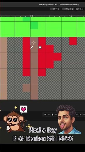 Newbie Pixel Art: FLAG Marker (122nd Pixel-a-Day) 8x8 | 8th Feb, 2026 #pixelart #pixelorama