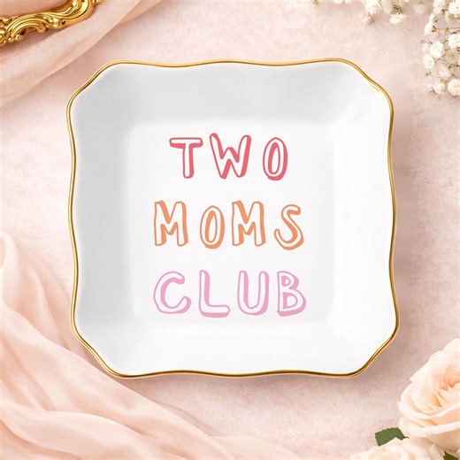 Two Moms Club Jewelry Dish, Lesbian Lgbt Moms Ring Dish, Cute Gay Couple Lesbians Gift, Mother's Day Lesbian Moms Ceramic Tray - Etsy