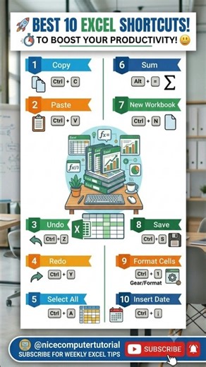 Top 10 Essential Excel Shortcuts Every Beginner Must Know! #ExcelShortcuts #LearnExcel #ExcelTips