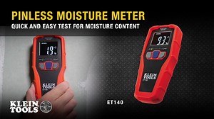 7.1K views · 187 reactions | Klein Tools ET140 is designed to non-invasively detect hidden moisture content up to 3/4-Inch (19 mm) depth. Easily select between materials with mode button to test surface of drywall, masonry, hardwood, and softwood. The ET140 has easy viewing with bright, reverse-contrast display and LED bar graph. Get all the details: https://www.kleintools.com/catalog/moisture-meters/pinless-moisture-meter?utm_source=FB&utm_medium=FBO&utm_campaign=CP19 | Klein Tools | Facebook