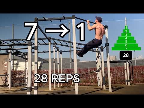 Descending Pull-Up Ladder (7 to 1) | 28 Reps Bar Workout Challenge