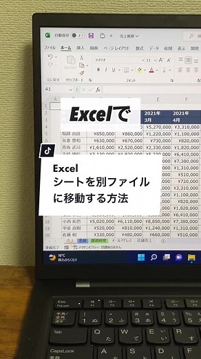 Excelシートを別ファイルに移動させる方法！#Excel #エクセル #シート移動 #パソコン #パソコンスキル #windows #仕事術 #TikTok教室