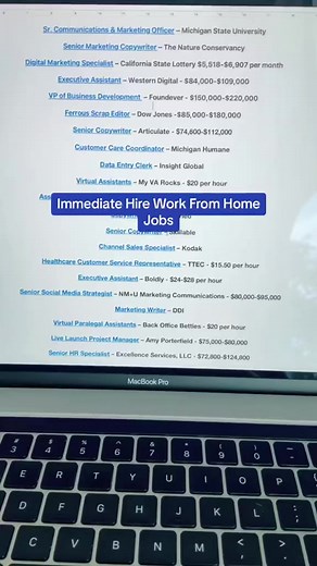 2.2K views · 17 reactions | Immediate hire work from home jobs! You can apply directly on their websites or get all the deets at The Work at Home Woman. www.theworkathomewoman.com/work-at-home-jobs/ | The Work at Home Woman | Facebook