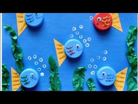 How To Make Bottle Cap Art (Fish and Flower Scene)