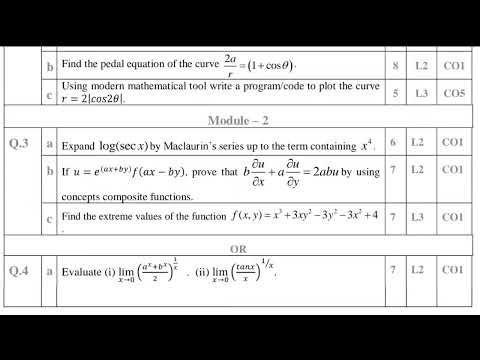 2022 SCHEME BMATS101 MATHEMATICS FOR CSE VTU MODEL QUESTION PAPER PRACTICE QUESTIONS