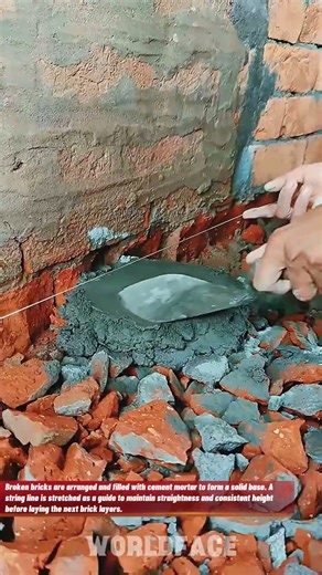 Brick Foundation Base Preparation | Manual Masonry Leveling with String Line