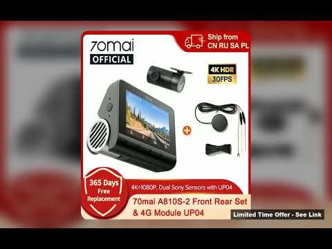 70mai Dash Cam A810S2 Front 4K Rear 1080P 4G Module UP04 Builtin GPS ADAS Night Vision Supercapacito