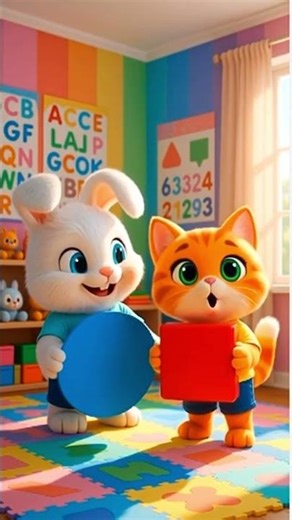 Bunny and Cat Learn Shapes | Circle Square Triangle for Kids | kids learning
