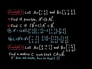 Matrix inverse & transpose examples