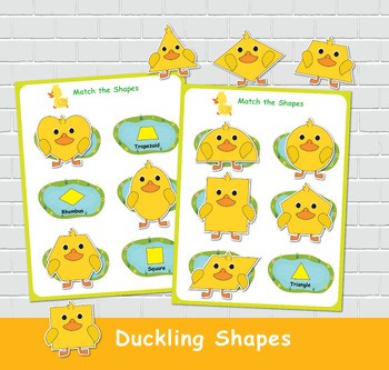 Duckling Shapes Matching Activity, 2D Shapes, File Folder Games.