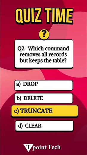 MySQL MCQs | MySQL Practice Question & Answers | Tpoint Tech | #mysql #quiz #mcqs