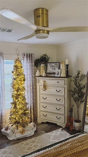 Kathy Williams 🍃 Meridian, Mississippi on Instagram: "I’m so excited! We got a ceiling fan upgrade in our primary bedroom! I was gifted this gorgeous ceiling fan from @sofucorfan_official. It’s the 52” Aura Wood Ceiling Fan With Light and it matches our furniture and decor in our bedroom perfectly! It comes in several colors. The ceiling fan has a premium wood-blade look, flexible lighting, and comfortable airflow, all controlled by a remote! It also has reversible airflow that is great for bot