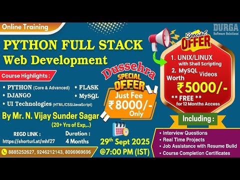 PYTHON FULL STACK Web Development Online Training @ DURGASOFT