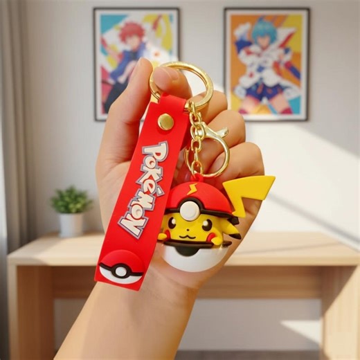 Pikachu Keychain, Pokémon Electric Mouse Keyring, Anime Game Accessory, Backpack Key Holder Gift - Etsy