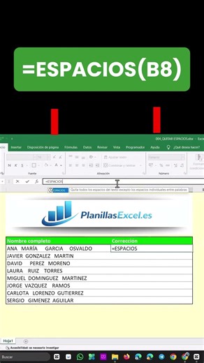Aprende a usar =ESPACIOS() en Excel