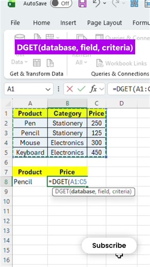 DGET function in Excel | Majid Mazin | #excel