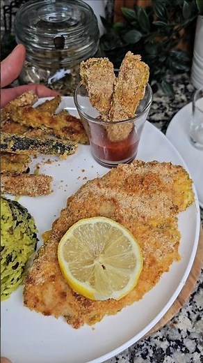 Oven-Baked Crispy Baked Chicken + Eggplant Fries 🍗🍆 – Easy & Delicious! #shorts