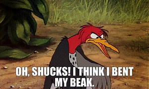 Oh, shucks! I think I bent my beak.