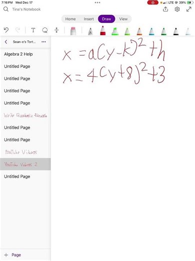 How to find the axis of symmetry of a horizontal parabola