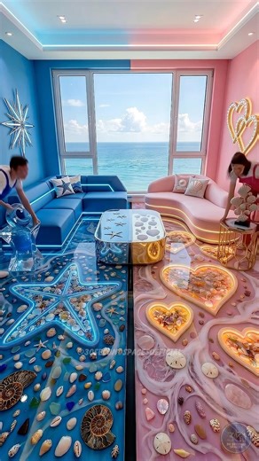 THIS DOUBLE FLOOR IS AMAZING!💙💕😱Star & Heart Epoxy Luxury Floor ⭐️💖#epoxy #epoxyfloor
