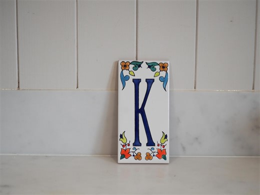 Hand-crafted Tunisian Ceramic Tile / House Name Tiles / 'K' - Etsy