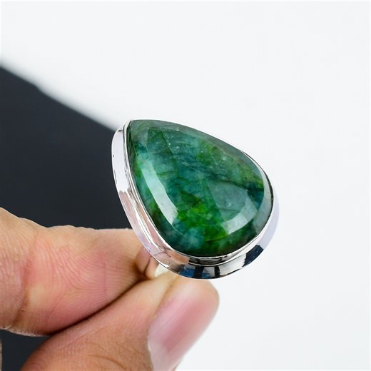 Emerald Gemstone Ring, 925 Sterling Silver Handmade Ring, All Size Available, Emerald Pear Gemstone Ring, Rings for Women, Christmas Gifts - Etsy