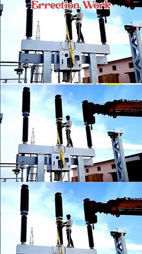 Gas Circuit Breakers Errection Work Railway #electrical #railway #construction #electricalwork