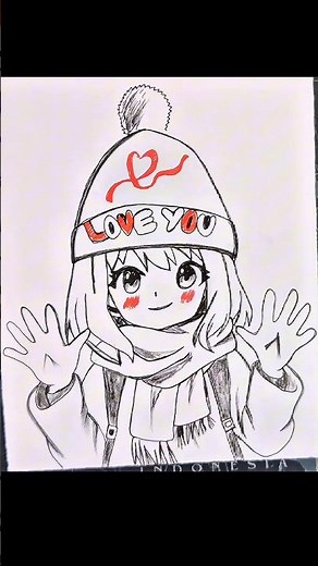 How to draw cute anime face with hat #howtodraw #shorts #drawing