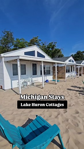 Hey Michigan on Instagram: "Must-Visit Beachfront Cottages on Lake Huron @lake.huron.cottages are cozy yet modern & the perfect place to unwind with family & friends. You'll love the 🌅gorgeous sunrise over the lake 🌊lake view from your doorstep ⛱huge sandy beach 🔥fire pit & chairs 🧖‍♀️barrel sauna Lake Huron Cottages 📍Greenbush, MI More info ➡ comment "cottage""