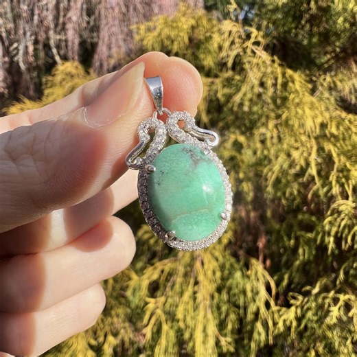 Natural Variscite Stone Jewelry in Sterling Silver, Rare Green Turquoise Look Gemstone Pendant Necklace, Unique American Stone Gift - Etsy