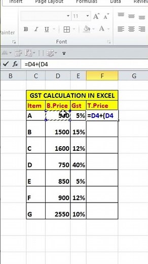 Gst Calculation in Excel