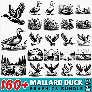 160  Mallard Duck Svg Bundle | Hunting Duck Dxf File | Flying Duck Clipart for Cricut | Waterfowl Silhouette Vector Designs | Commercial Use - Etsy