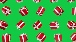 Download 3d red gift box falling loop animation isolated on green screen background for free