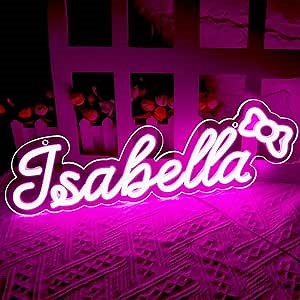 Isabella Name Neon Sign,LED Name Neon Light for Kids Bedroom,Birthday Party Decoration,Neon Sign Customizable for Wall Decor,Perfect Choice for Girls,Size 16.1 * 5.1 inches(JTD0175)