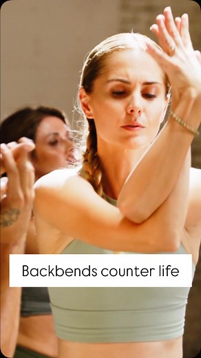 You spend most of your life in a forward fold – rounded over a computer, hunched over a phone, curled around a car steering wheel, child or meal. Practicing backbends acts as the counterpose for life as you open your heart, relieve your upper back, soften upper body tension and re-open to possibilities. Practice backbends with me @innerdimensionyoga 🎥 “Backbends” from the Yoga 45 for 45 program #yoga #yogapractice #yogabackbends #backbends #openyourheart #yogainspo | Lauren Eckstrom