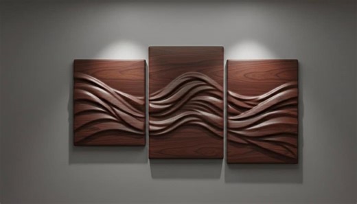 Abstract Wave Triptych Wall Panel – 3D STL Relief CNC Wood Art - Etsy