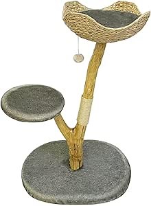 Indoor cat Tree - Modern cat Tower, Solid Wood cat condo, Suitable for Large Cats and Kittens to Rest and Climb, a Gift for cat Lovers (Dark Grey)…