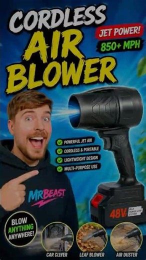 Cordless Air Blower Test! 💨 Powerful 48V Jet Fan for Car Cleaning & Dust Removal #ytshorts #dropmix