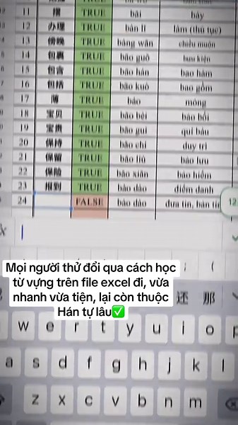Học từ vựng HSK3.0 hiệu quả với Excel/Google Sheet