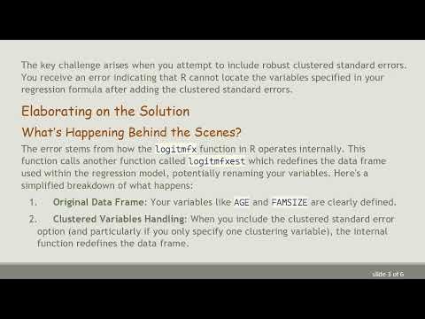 Resolving Cluster Standard Error Issues in R's logitmfx Regression Function