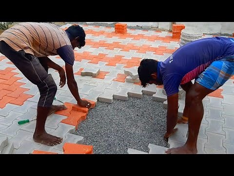 Wow beautiful House I shape design paver block installation process