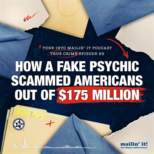 🔮 Fake psychics couldn’t predict that the US Postal Inspection Service would help bust a $175 million scam 🔍 Hear how it all went down on the latest episode of Mailin’ It wherever you listen to podcasts b.link/swx4z9bv | US Postal Service