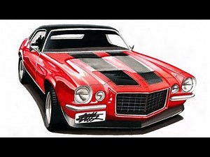 Realistic Car Drawing - 1970 Camaro Z28 - Time Lapse