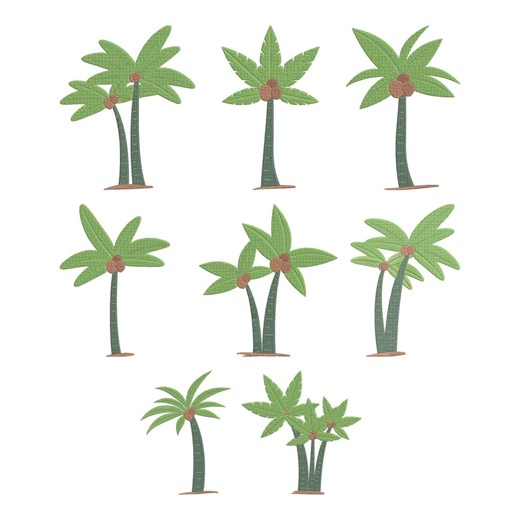 Palm Tree Tropical Embroidery Design, Tropical Coconut Tree Machine Embroidery File, 9 Design, 7 Size, Instant Download - Etsy