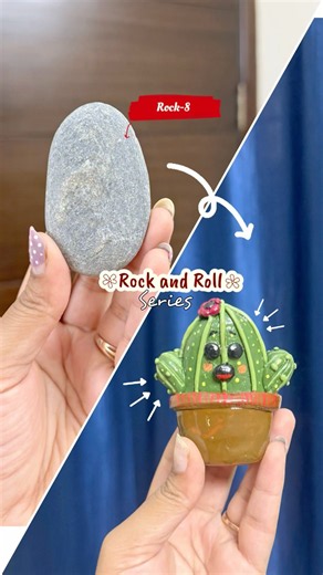 Rock-8 | Rock and Roll series | An innocent cactus🌵 #shorts #diycrafts #craftideas #clayart #diy