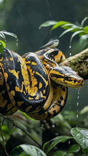 Heavy Rain Python in the Tropical Forest #rain #nature #relaxing #python #shorts