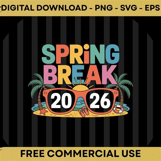 Aesthetic Spring Break 2026 Family Vacation Design, Digital PNG SVG EPS Download - Etsy UK