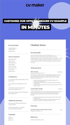 Office Manager CV Example!