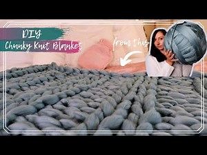 Making a Chunky Blanket by Hand | Hand Knitting a Cable Knit Blanket | Cosy DIY